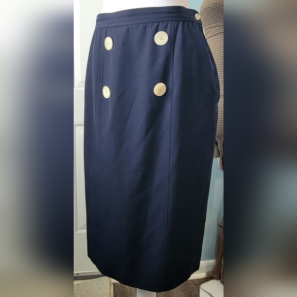 Valentino Dresses & Skirts - Vintg Valentino Miss V Tailored Pencil Skirt Womens US 6-8 Navy 100% Wool Nautic